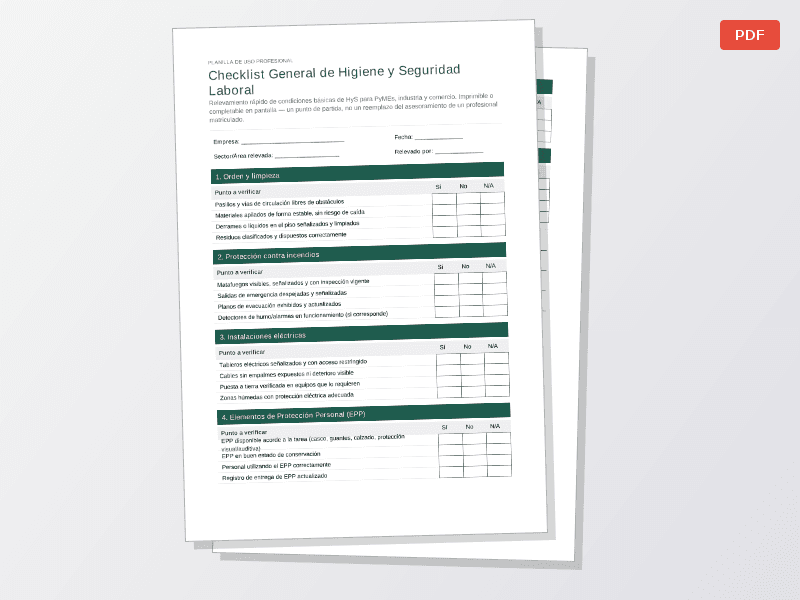Check list de Higiene y Seguridad Laboral para PyMEs | PDF descargable — Documentos