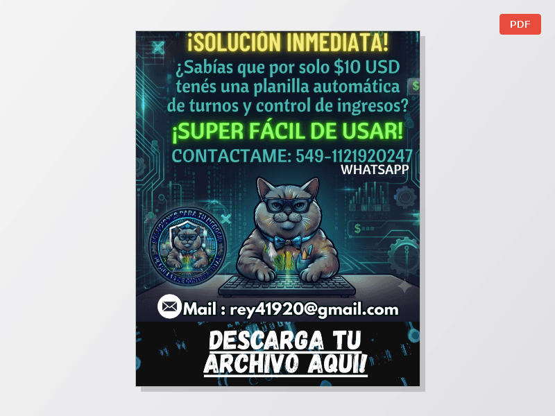 Planilla Organizativa Automática de Turnos y Ingresos para Negocios  — Documentos